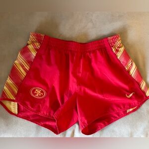 NFL 49ers Women's Red and Gold Athletic Shorts